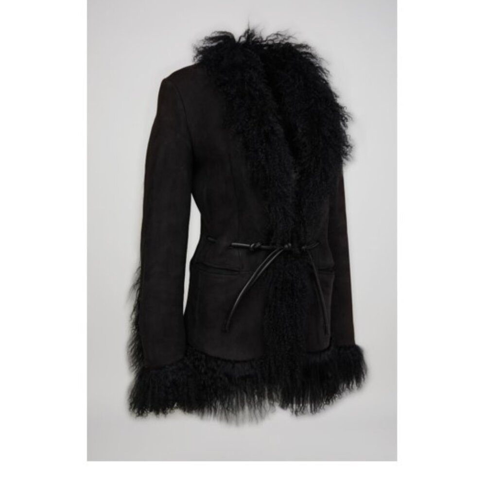 Gucci Tom Ford Era F/W 1999 Black Suede and Shearling Coat 90s Y2K Vintage - Picture 3 of 16